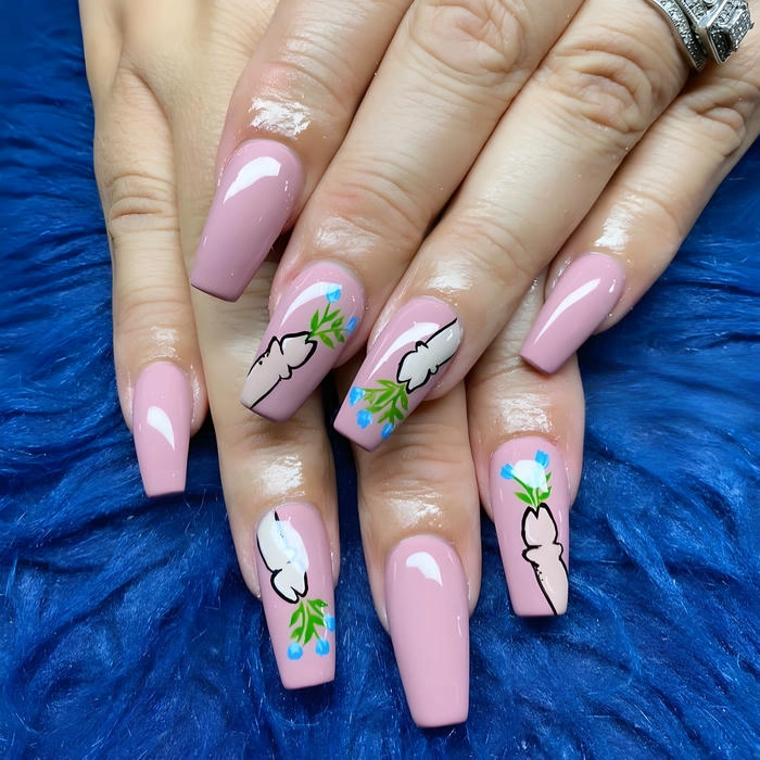 nail móng vuông vẽ hình con ciu