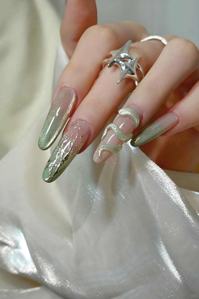 nail rắn đẹp màu xanh nhạt