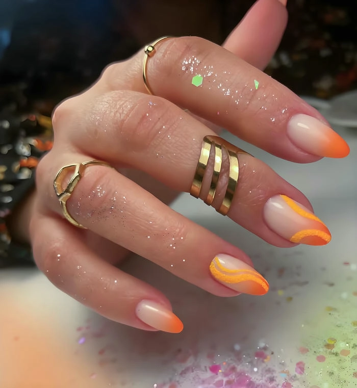 nail tay màu cam