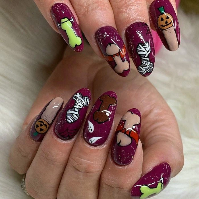 nail tím hình con ciu