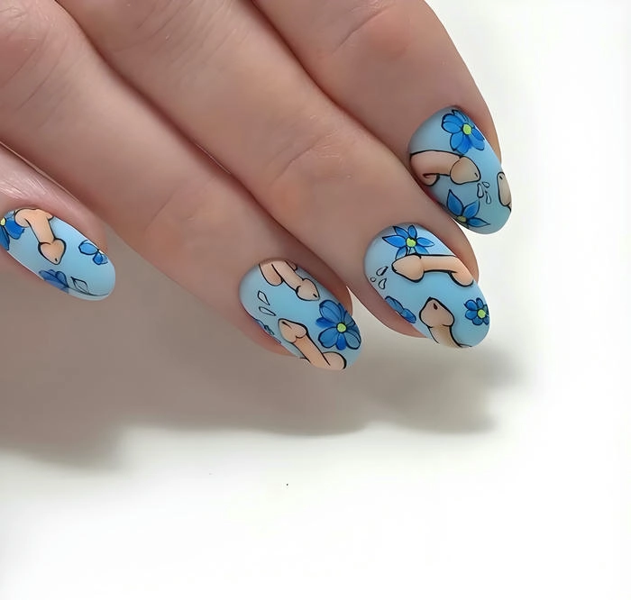nail xanh hình con ciu