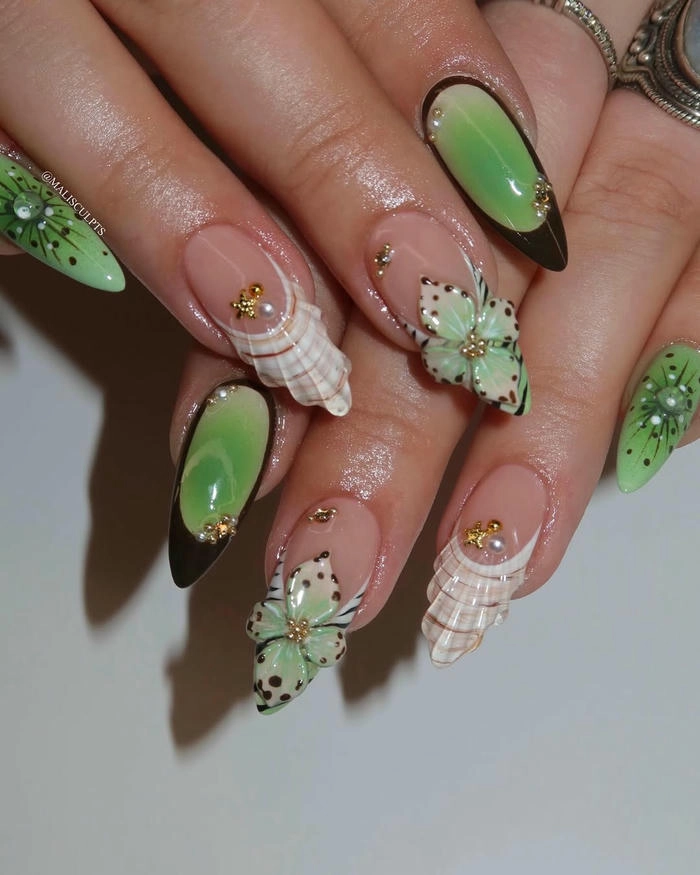 nail xanh lá