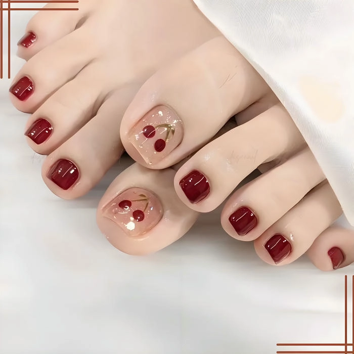 sơn móng chân màu đỏ rượu