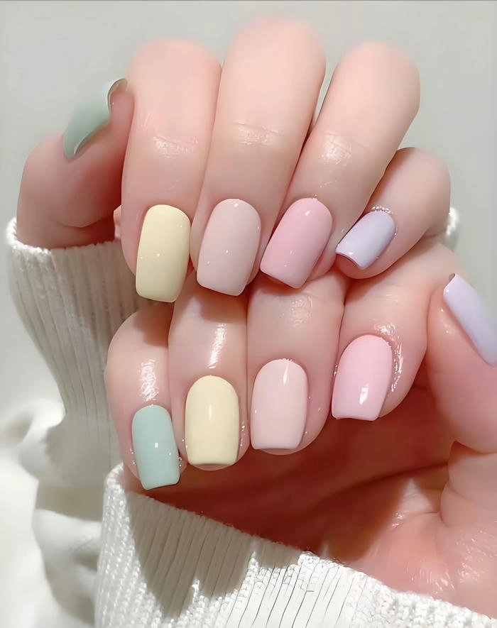 sơn móng tay pastel nhiều màu