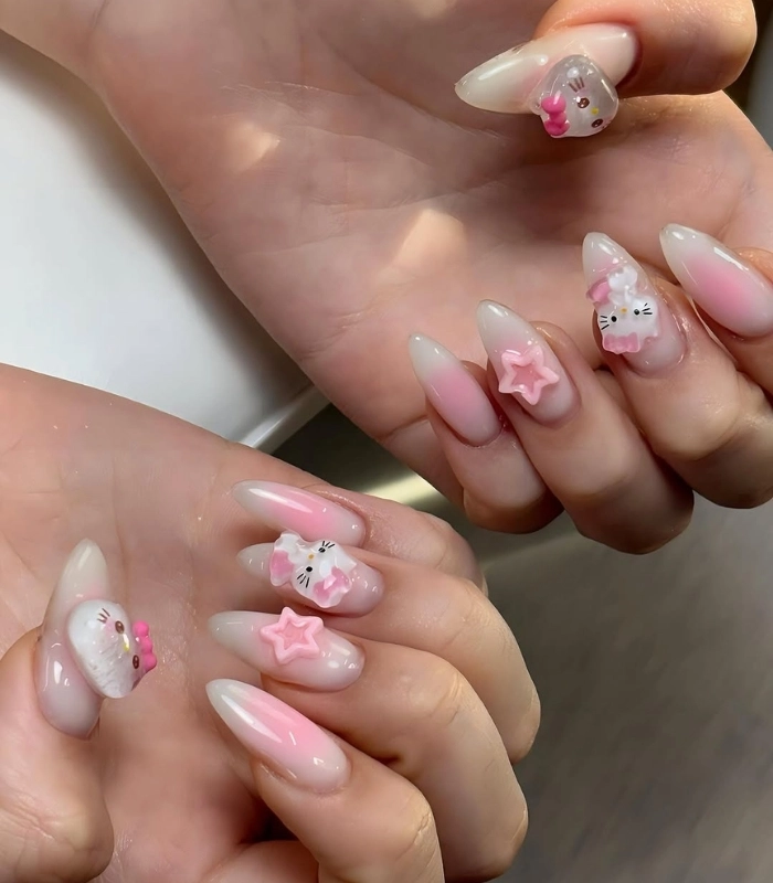 Hello Kitty nails màu pastel