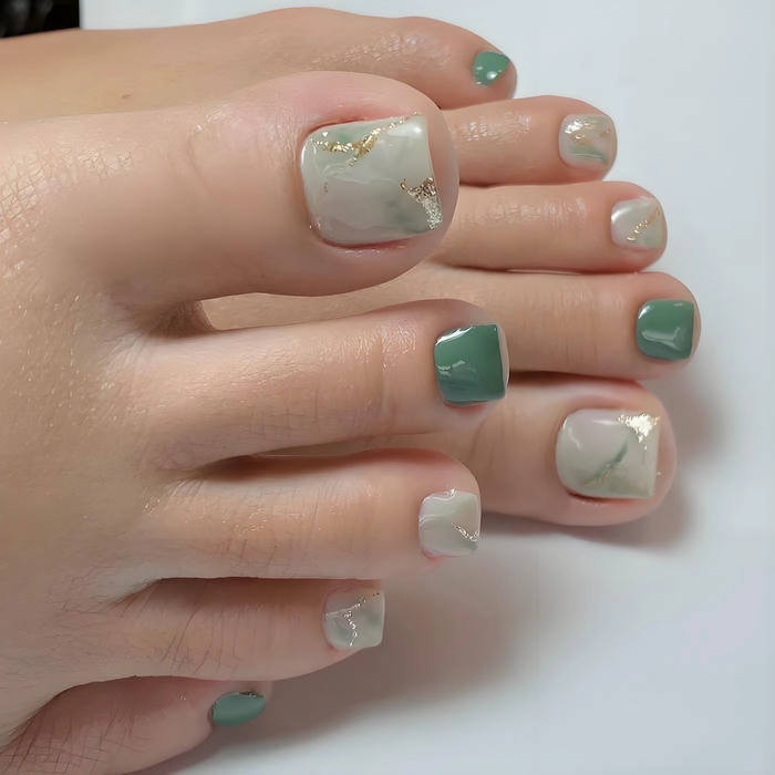 Mẫu nail chân loang vân đá độc đáo