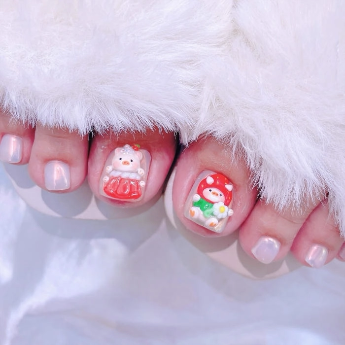 Mẫu nail chân móng ngắn màu pastel
