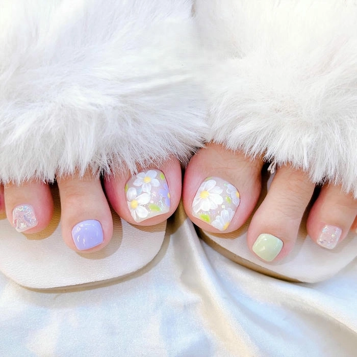 Mẫu nail chân ngắn nhẹ nhàng