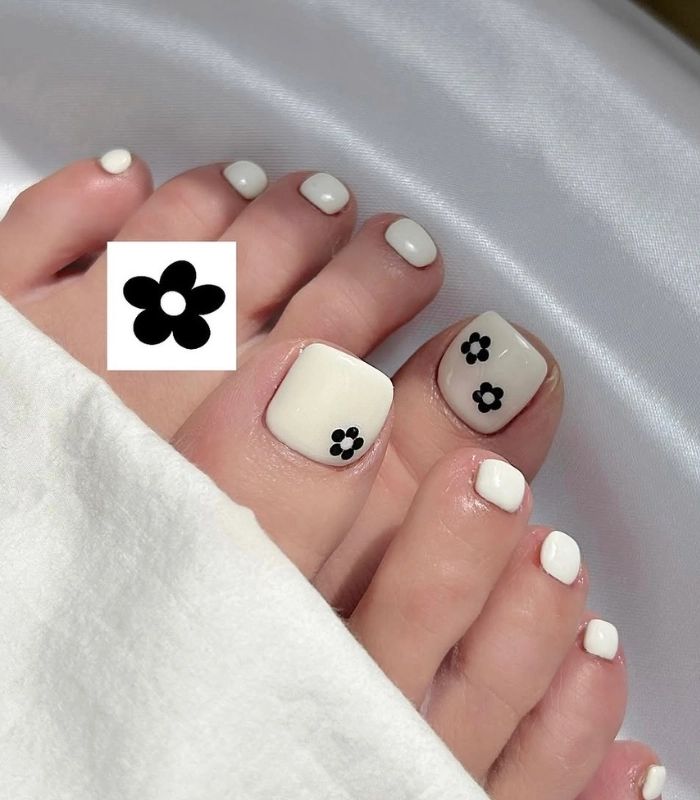 Mẫu nail chân vẽ hoa đơn giản đẹp