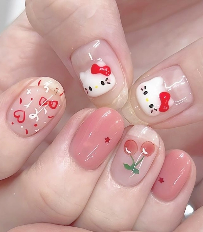 Mẫu nail hình mèo Kitty dễ thương