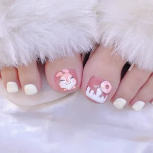 Mẫu nail móng chân ngắn nhẹ nhàng
