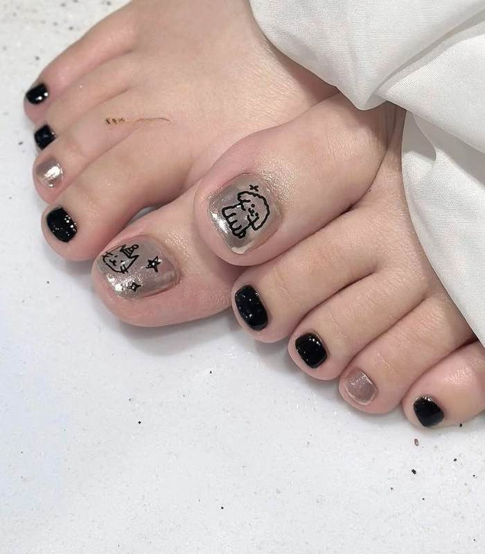 Mẫu nail xinh móng chân tự nhiên