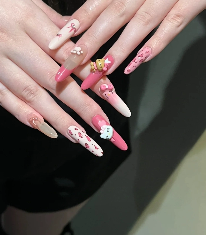 Nail Hello Kitty cho móng dài