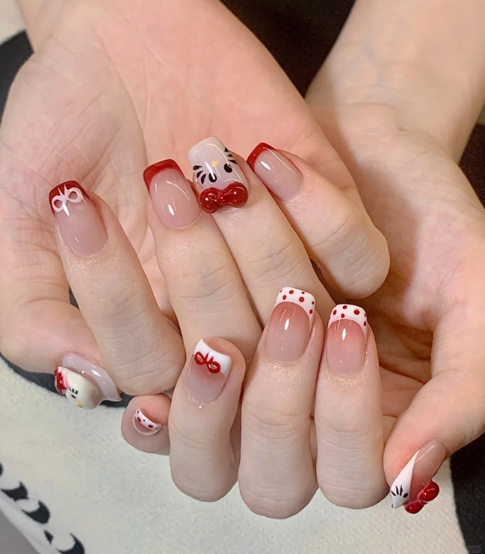 Nail Hello Kitty cute phô mai que