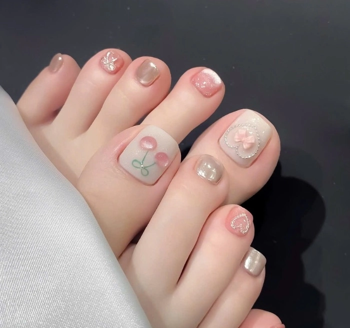 Nail chân đơn giản tôn da