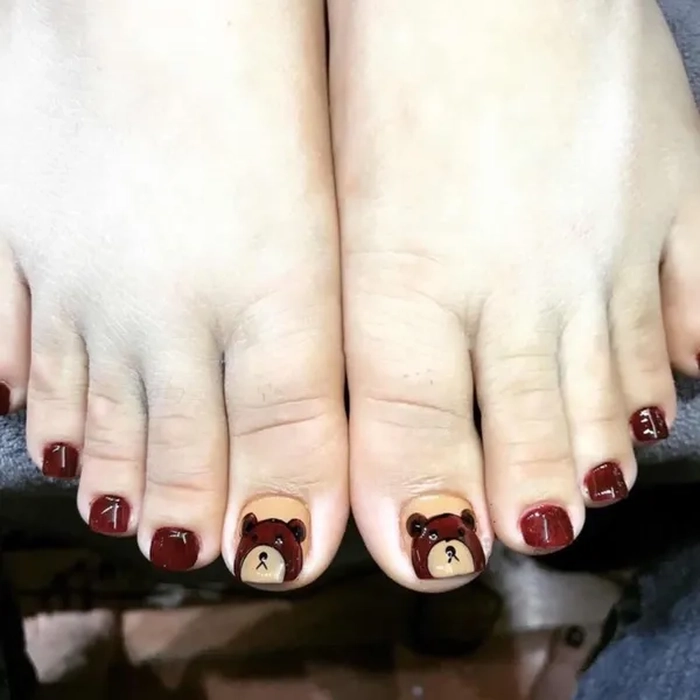 Nail chân gấu nâu cho mùa hè