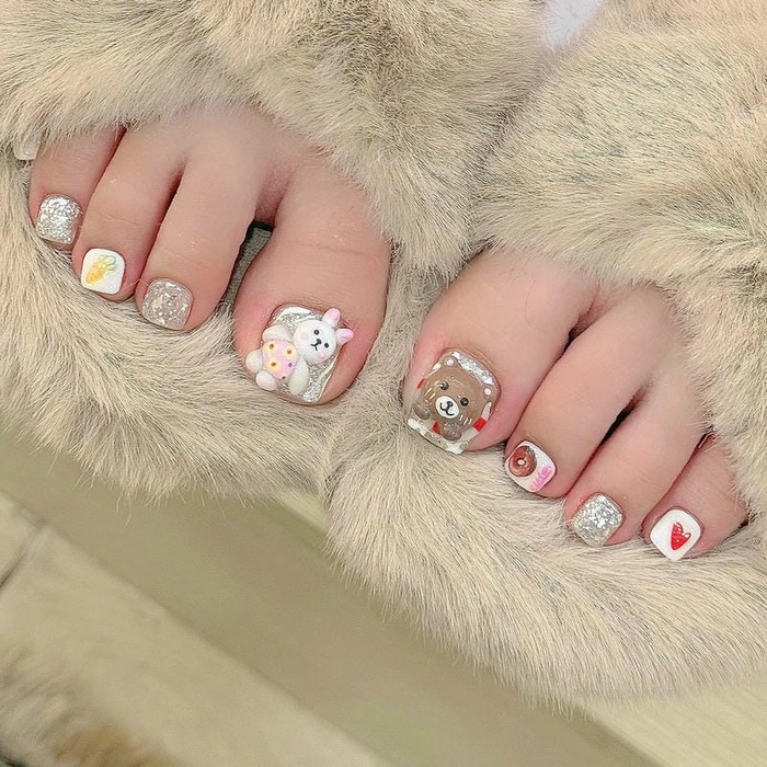 Nail chân gấu nâu cute phô mai que