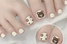 Nail chân gấu nâu cute xịn sò cho hội bánh bèo mê dễ thương