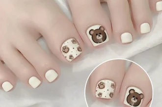 Nail chân gấu nâu cute xịn sò cho hội bánh bèo mê dễ thương