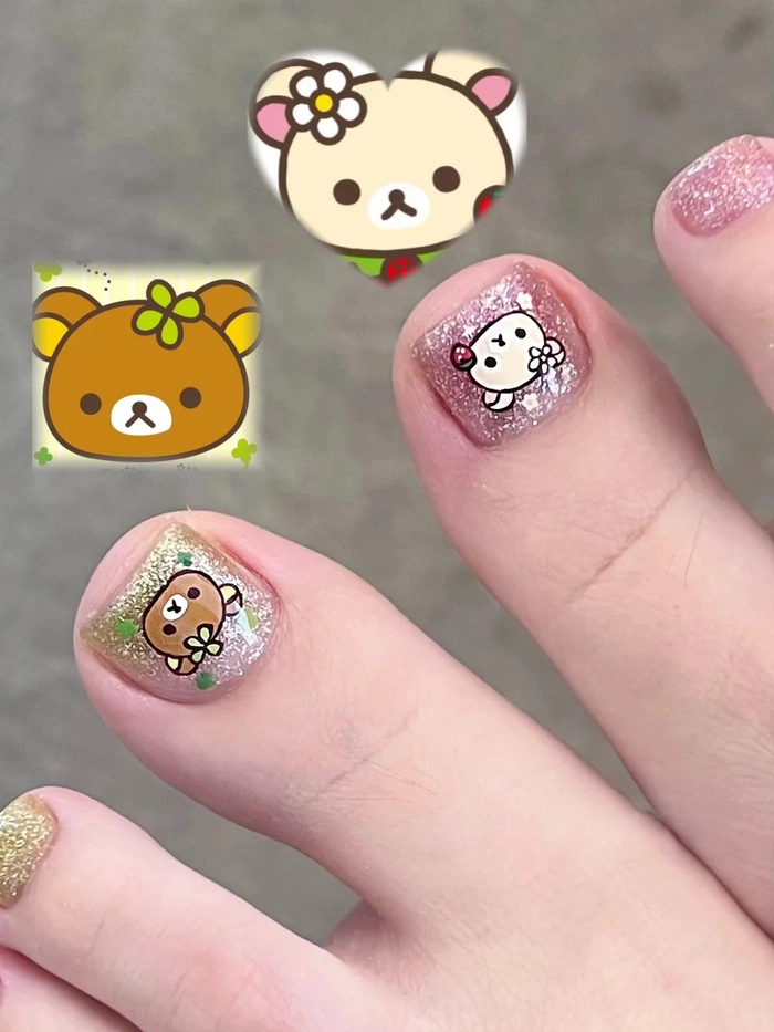Nail chân gấu nâu nhẹ nhàng dễ thương
