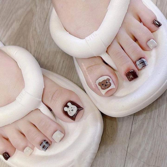 Nail chân gấu nâu nhẹ nhàng