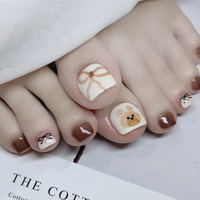 Nail chân gấu nâu trắng sữa