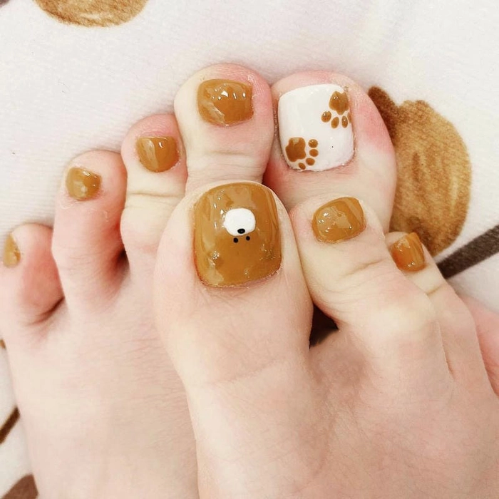 Nail chân hình gấu nâu Hàn Quốc