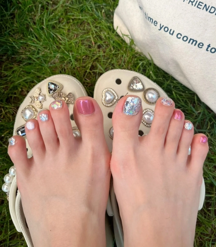 Nail chân kim tuyến màu cam đất