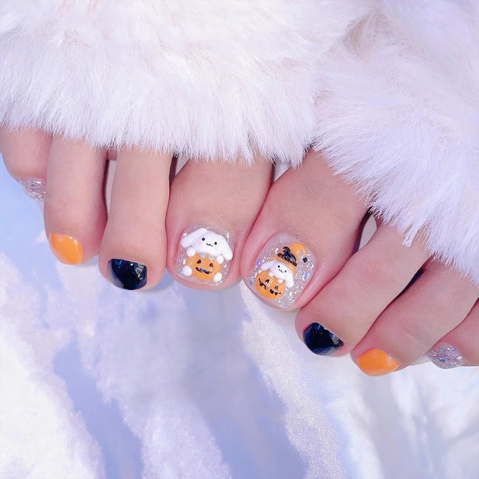 Nail chân móng ngắn tone hồng