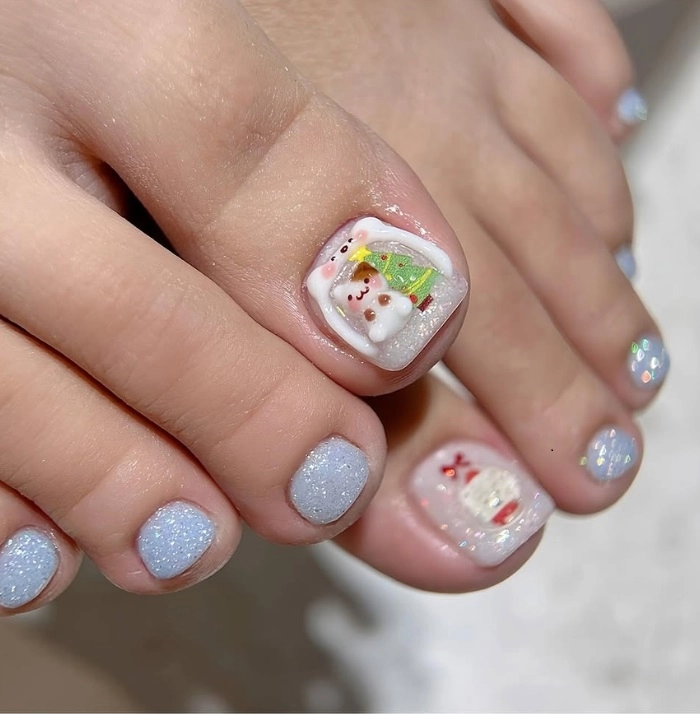 Nail chân nhũ kim tuyến trắng