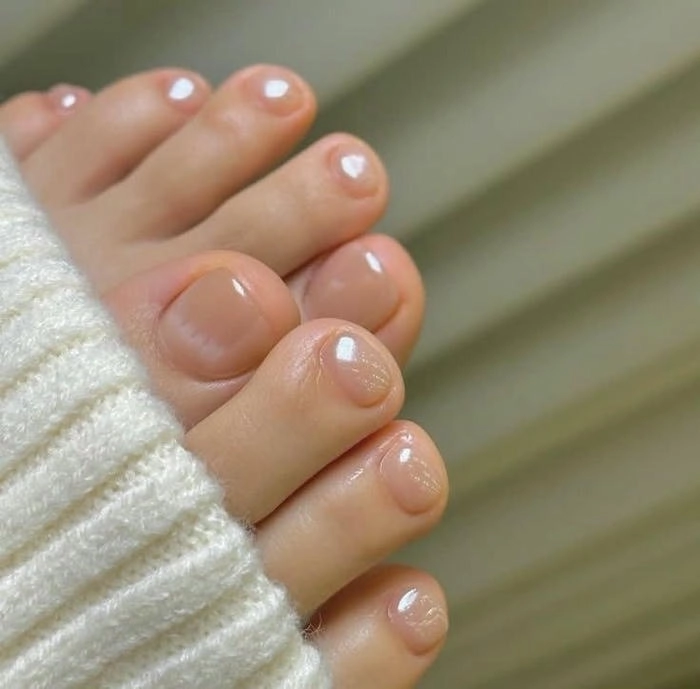 Nail chân nude kiểu Pháp