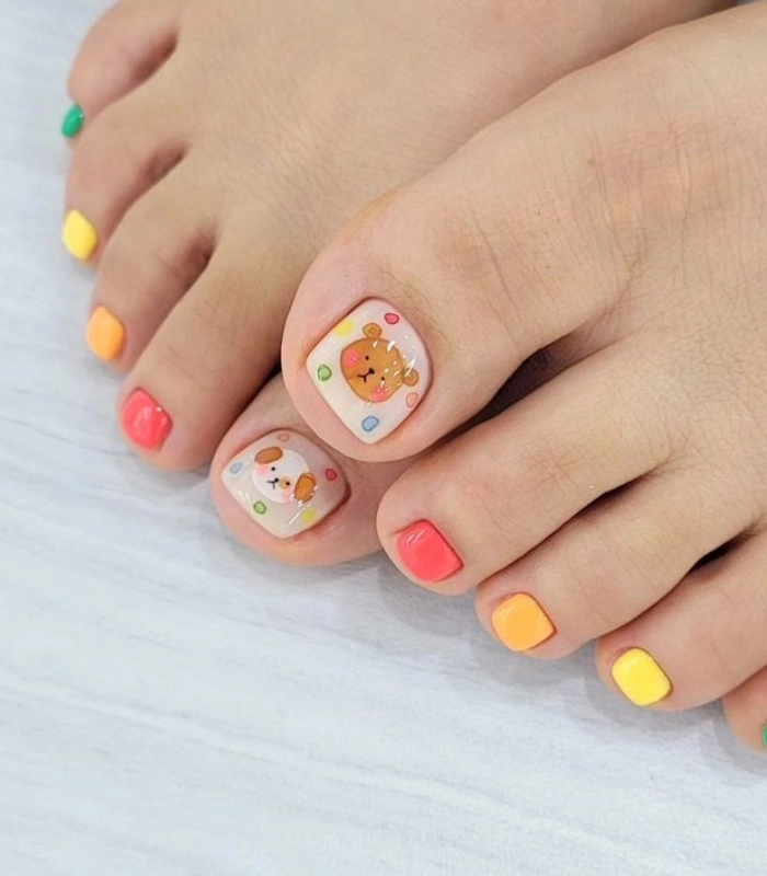 Nail chân phối nhiều màu trẻ trung