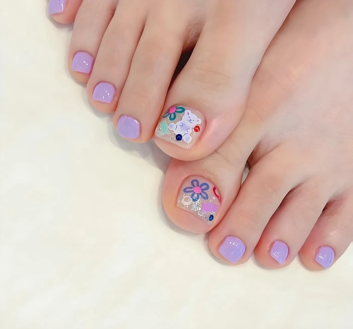 Nail chân tím ánh nhẹ nữ tính