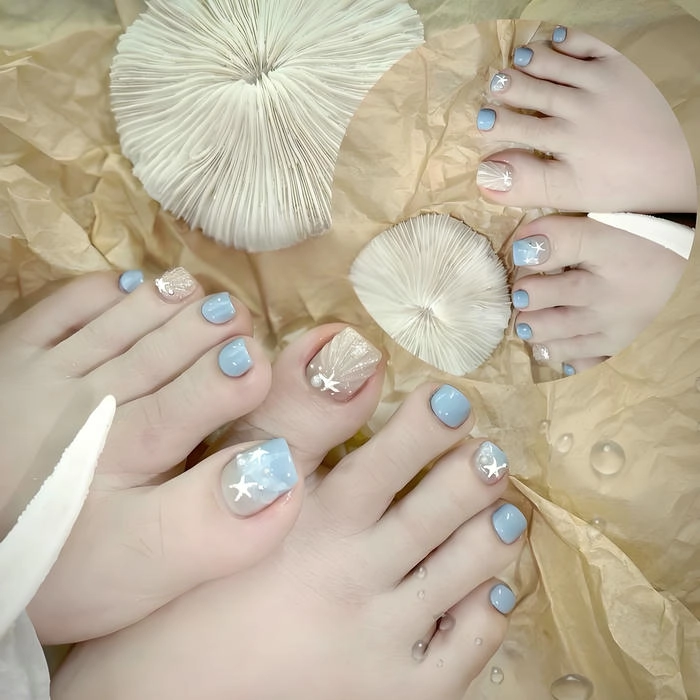 Nail chân xanh ngọc đẹp
