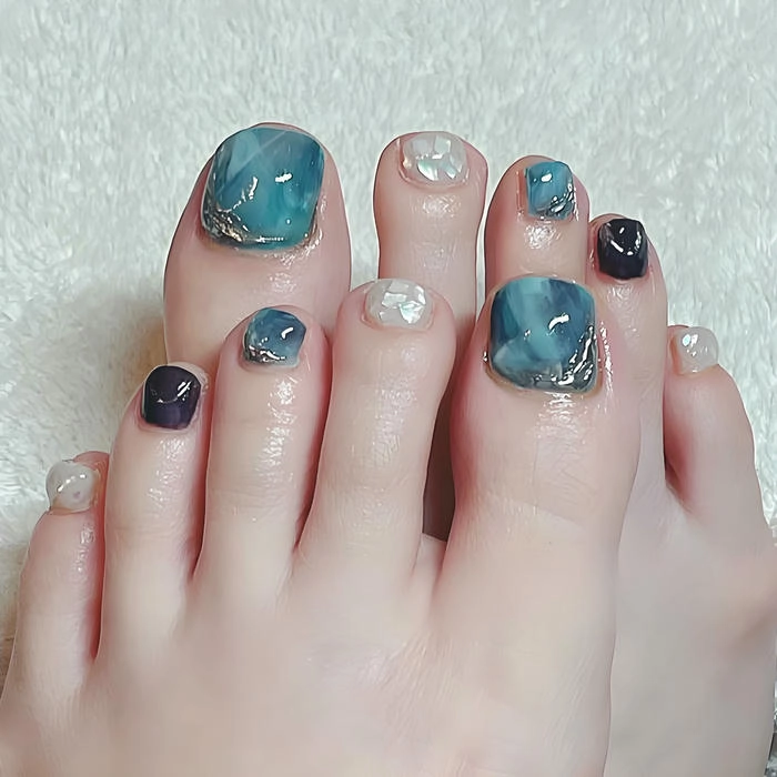 Nail chân xanh ngọc kiểu Pháp