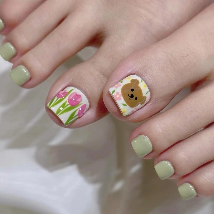 Nail chân xinh tông pastel