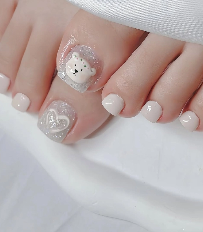 Nail móng chân kim tuyến ánh bạc