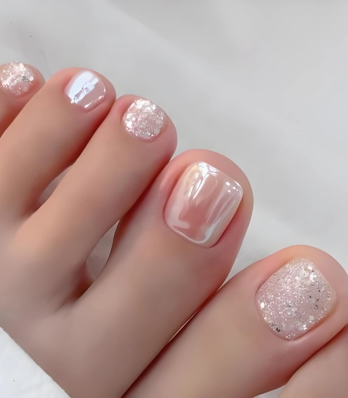 Nail móng chân kim tuyến ngọt ngào