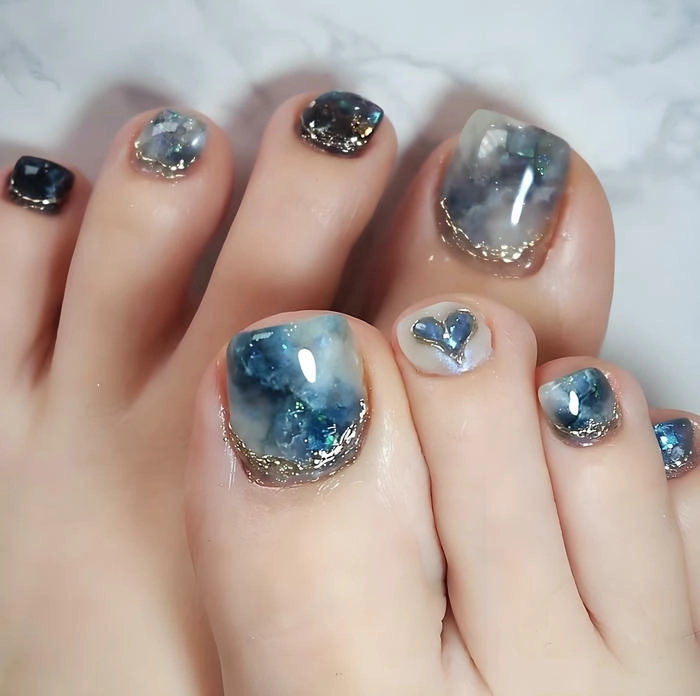 Nail vân đá chân cho da ngăm