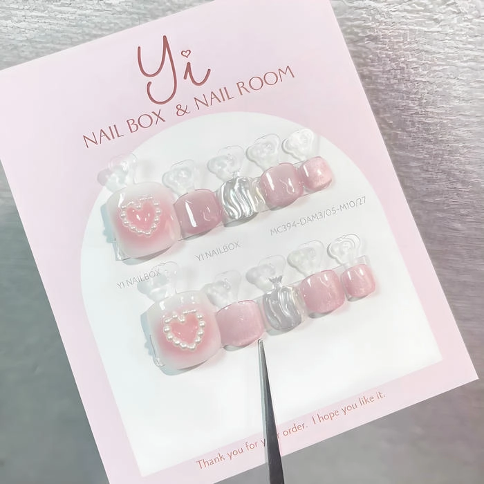Nailbox chân màu baby pink