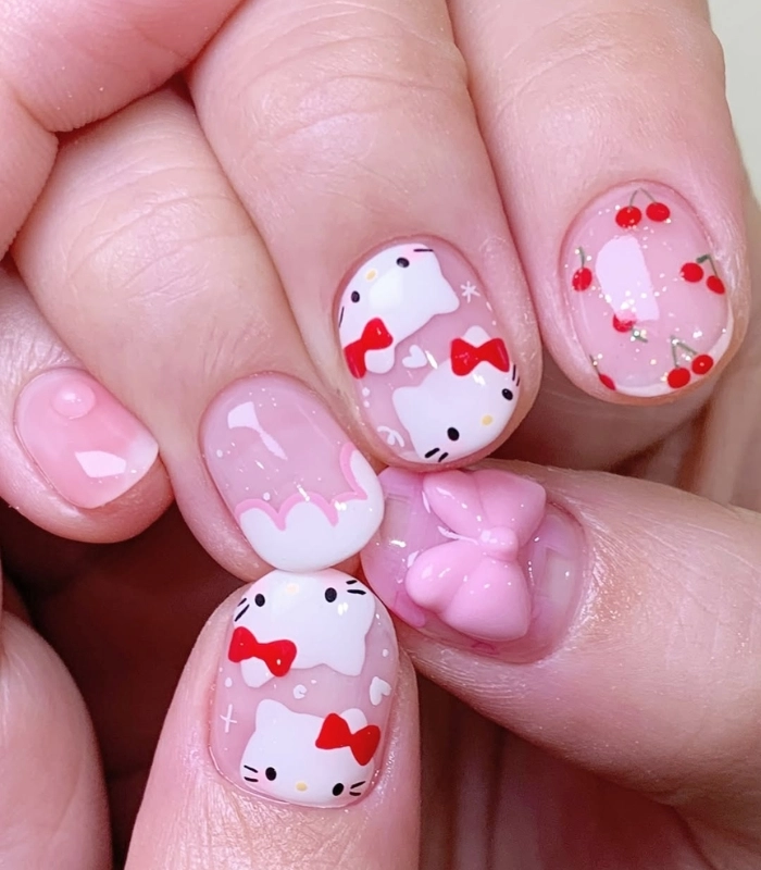Vẽ móng Hello Kitty 3D