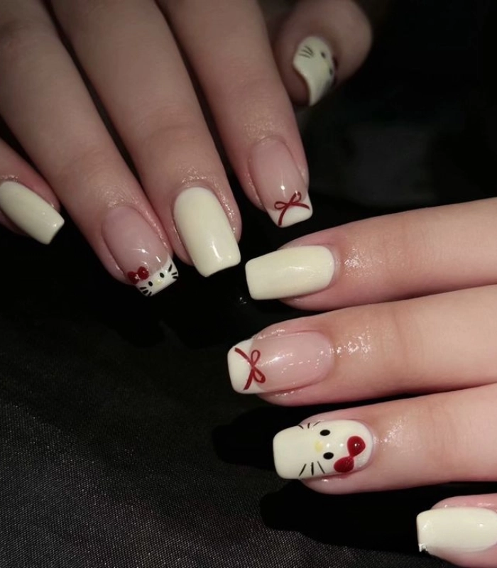 Vẽ nail Hello Kitty cute