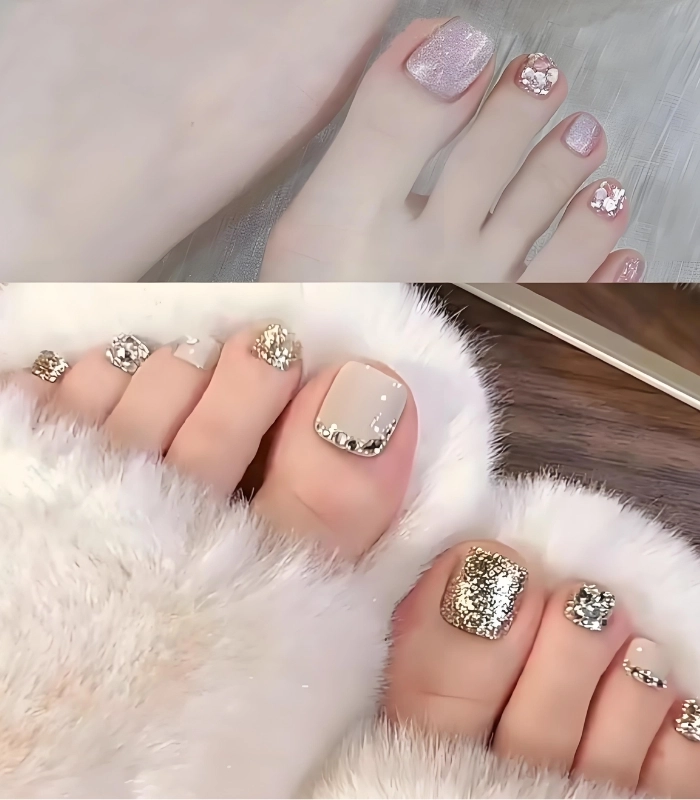 Mẫu nail chân màu trắng da đẹp