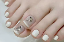 129+ mẫu nail chân màu trắng xinh xịn cực tôn da cho nàng