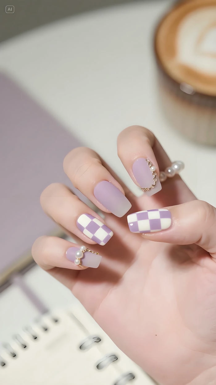 Mẫu nail đính ngọc trai đi tiệc