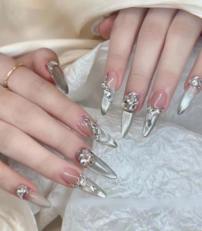 Mẫu nail sơn thạch hồng nhẹ nhàng