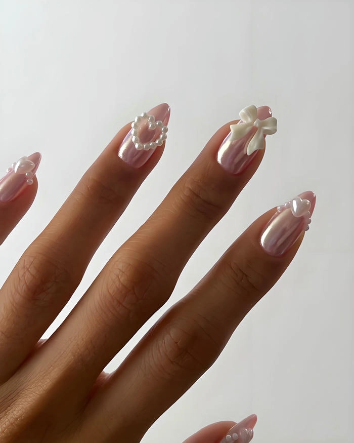 Mẫu nail trắng sữa ngọc trai
