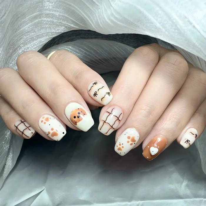 Mẫu vẽ chân chó nail đơn giản