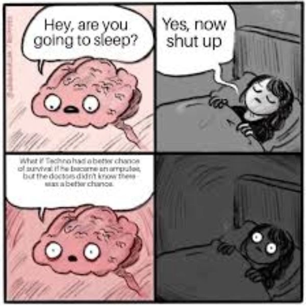 Meme overthinking tự dằn vặt