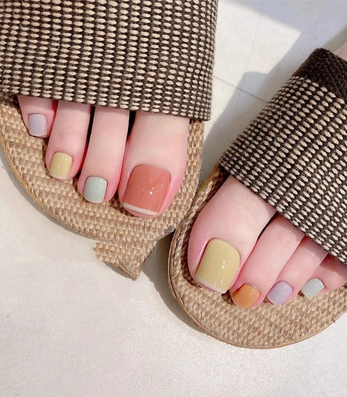Nail chân trắng da phong cách Hàn